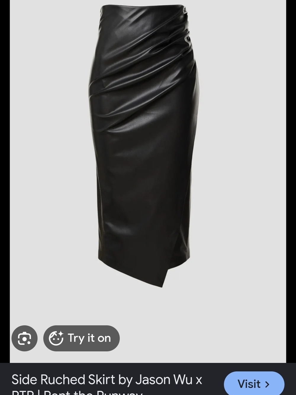 Jason Wu Black Faux Leather Side-Ruched Pencil Skirt